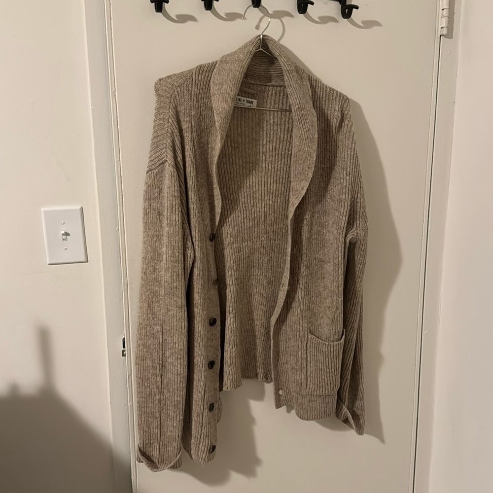 Men's Beige Cardigan Sweater